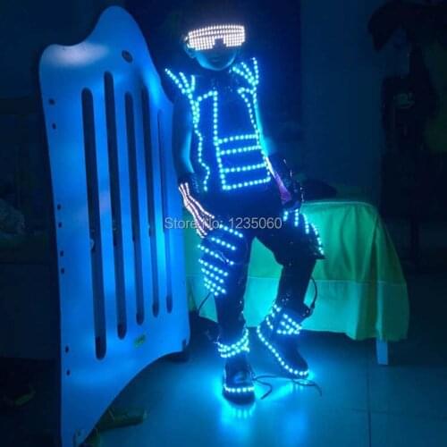 Colorful LED Luminous Robot Suit Clothes Illuminate Growing Led Party Dress Costumes For Children Gift Stage Performance