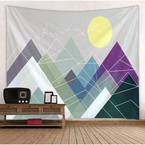 Creative 3D Printing Tapestry Painting Cartoon Mountain And Sun Tapestries Wall Hanging Wall Art For Home Decoration Living Room