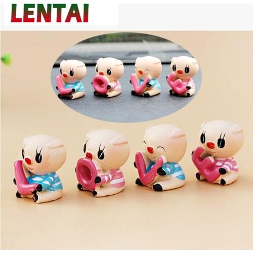 LENTAI For Nissan qashqai j11 juke tiida Renault megane 2 3 duster captur clio 4 1Set Car Resin Cute Love Pig Styling Decoration