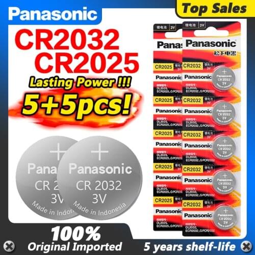 Panasonic battery cr2025 + 5pcs cr2032 3v button battery cell battery coin-operated lithium-ion battery for watch computer use