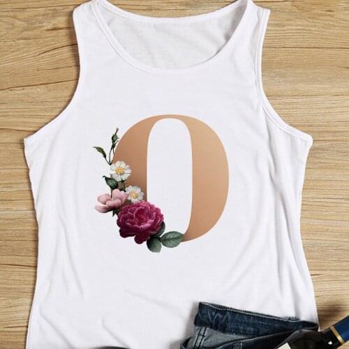 Women Vest Tank Tops Camisole Fashion 26 flowers letters Print T-Shirts Streetwear Harajuku Casual Female Sexy Sleeveless Tops