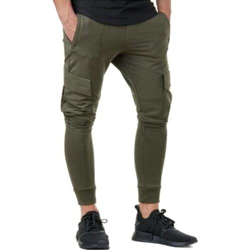 HOT 2019 Outdoor spring autumn jogging sport elastic waist side pocket Fitness harem sweatpants men cargo training trousers