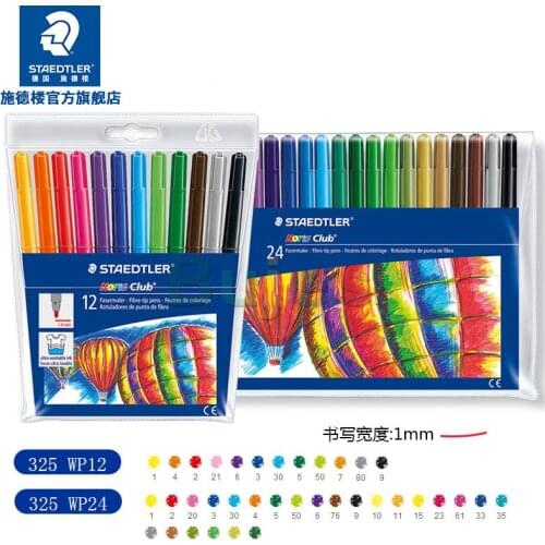 STAEDTLER 325-WP 325-C, 12 24 Colors Watercolor Pen Set, Washable Drawing Marker for Student Kids