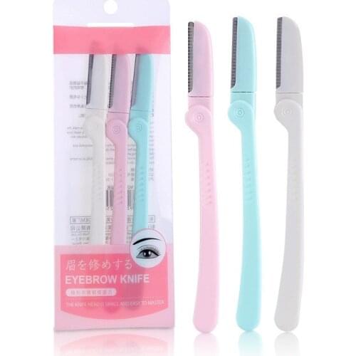 3PCS Facial Eyebrow Knife Set Foldable Stainless Steel Eye Brow Shaper Razor Hair Trimmer For Women Whole Body Beauty Tool Kit
