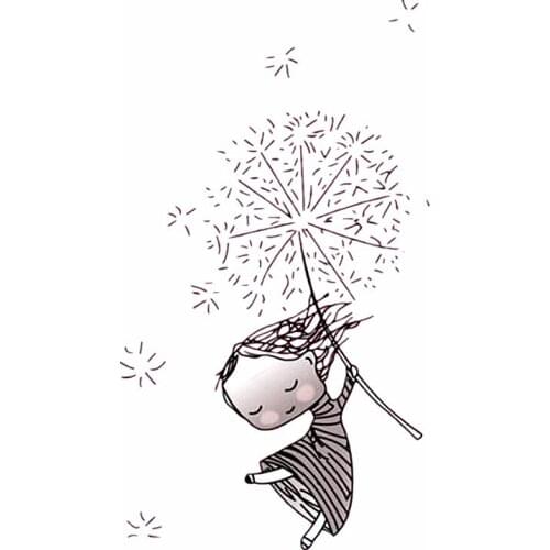 Fashion Patch Dandelion girl Logo Clothes Stickers Stranger Things Iron On Patches For Clothing T-shirt Printing Heat Transfert