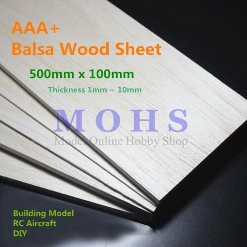 AAA+ balsa wood sheet balsa wood plate 500mm x 100mm 1/1.5/2/2.5/3/4/5/6/8/10mm thickness RC airplane building model balsa wood
