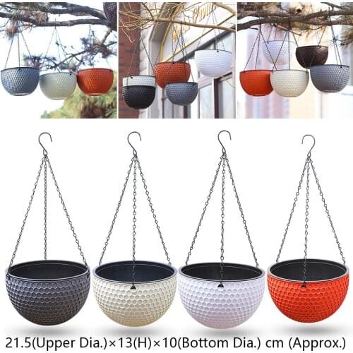 Rattan Plaited Hanging Baskets Garden Plant Flower Pot Resin Planter With Chain Flower Pot Hanger Outdoor Hanging Pot Holder Ba