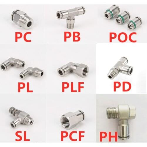 Pneumatic Stainless Steel Connectors BSPT M5 1/8" 1/4" 3/8" 1/2" Male Push In Quick Connector Release Air Fitting Plumbing