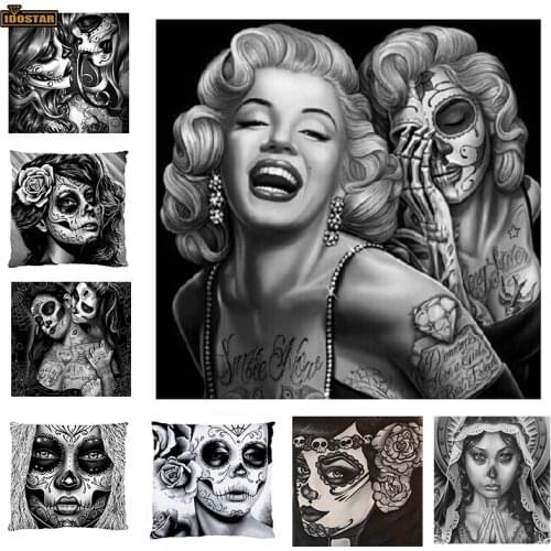 Full Square Diamond Black White Skull Diamond Embroidery Mosaic 5D Diy Diamond Painting Cross Stitch Needlework Home Decor Gift