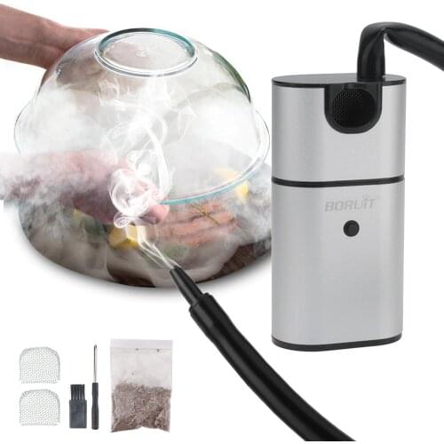 BORUiT Portable Molecular Cuisine Smoking Gun Food Cold Smoke Generator Meat Burn Smokehouse Cooking for BBQ Grill Smoke Infuser
