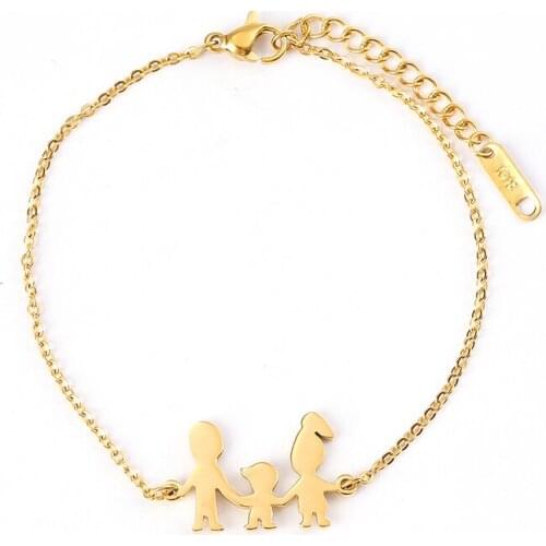 Family Baby Bangle Bracelet Silver Color Stainless Steel Chain Pulseiras For Women Luxury Brand Jewelry Making Birthday Gift