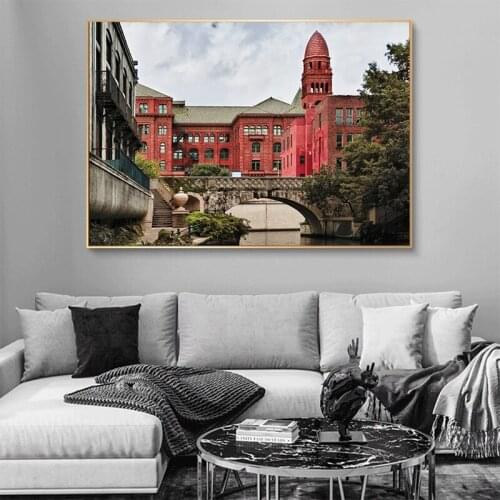 Modern Canvas Painting River Walk San Antonio Texas USA Posters and Prints Quadros Wall Art Picture for Living Room Decor Cuadro
