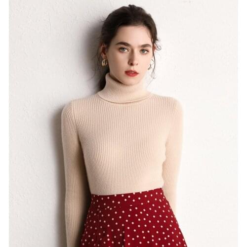 2021 Autumn Winter Thick Women Sweater SoKnitted Ribbed Pullover knitted Sweaters Long Sleeve Turtleneck Slim Jumper Soft Warm