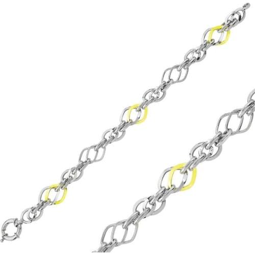 Tevuli 925 Sterling Silver Two Color Hallow Bracelet