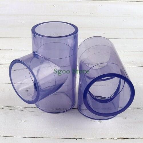 1pc ID.63~110mm Transparent UPVC Tee Connector Garden Irrigation System Water Pipe Connectors Aquarium Tank Part PVC Pipe Joints