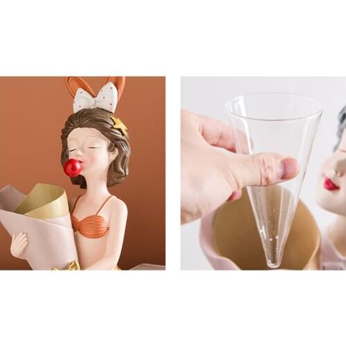 Modern Resin Bubble Girl Flower Vase Sculpture Centerpieces Office Decor