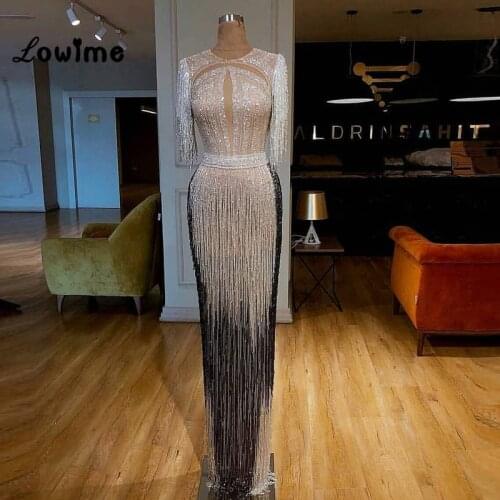 Tassel Beading Arabic Evening Dresses 2018 Couture Abendkleider Arabic Formal Dress Abiye Dubai Turkish Women Prom Party Gowns