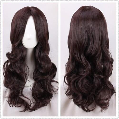 Fate/Grand Order Cosplay da Vinci Wig Women Dark Brown Wavy Long Lolita Hair Wig Perucas Costume Wig +Cap