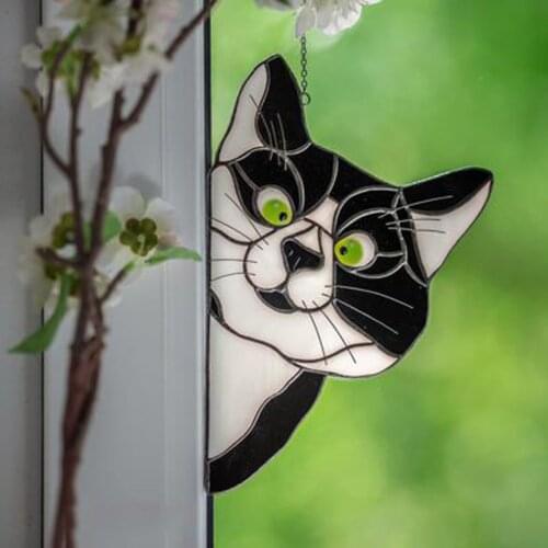 1PC Cat Pattern Acrylic pendant Personality Creative Interest Pet Acrylic pendant Decoration for Home and Car Decoration