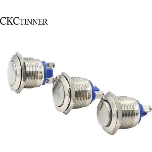1pcs 19mm Metal Push Button Switch Waterproof Stainless Steel Press button Round shape power switch 2A/36V Momentary push button