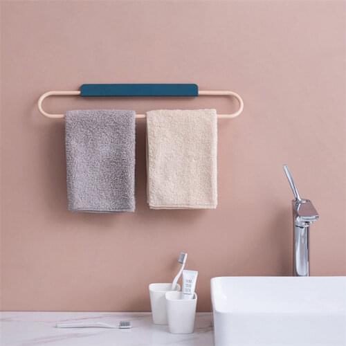 1PC Towel Holder Bathroom Towels Rack Hanger Wall Hanging Towel Bar Organizer Kitchen Storage Shelf Shower Accessories U3