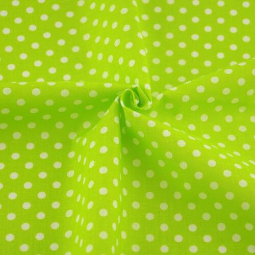 100% Cotton Fabric Home Textile Cartoon White Dots Designs Sewing Cloth Decoration Scrapbooking Patchwork Bright Green Colour CM
