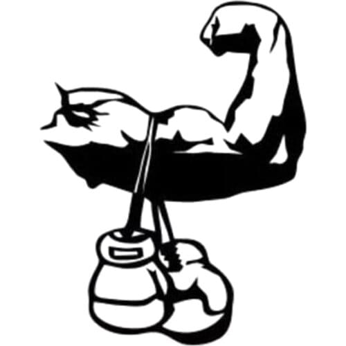 11.5CM*14.9CM Interesting Cartoon Boxing Sports Silhouette Vinyl Black/Silver Car Sticker S9-0562