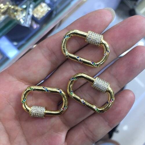 5 pcs Oval shape Bolt pendant rainbow crystal around clasp jewelry for necklace making jewelry accessories for necklace 50898