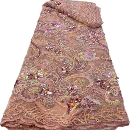 African sequins lace fabric 2021 high quality embroidery french net laces nigerian tulle fabrics 5 yards/piece zx-240