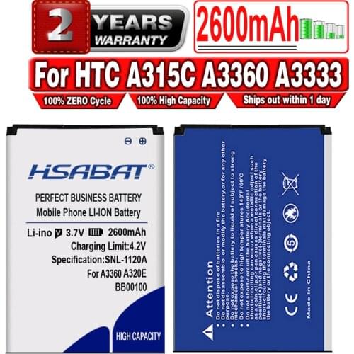 HSABAT BB00100 2600mAh Battery for HTC Google Legend G6 Wildfire G8 A315C A3360 A3333 A3366 A3380 A6363 A6388 T5588