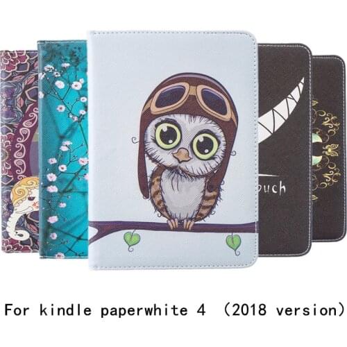 Printed 15 photo Case For New kindle paperwhite 4 2018 10th PU Leather Stand Protector Tablet stand flip Wallet Cover Coque