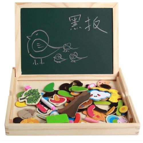 Wooden Multifunction Learning Education Toys For Kids Children Animal Puzzle Writing Magnetic Drawing Board Blackboard
