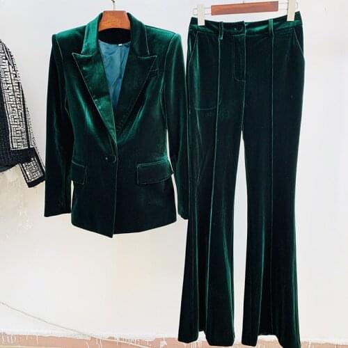 HAGEOFLY Women's Velvet Trouser Suits