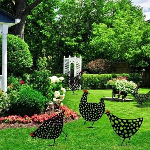 Fashion Chicken Yard Art Hen Chicken Chick Garden Decoration For Garden Backyard Lawn Stakes Plastic Hen Yard Decor Gift Support