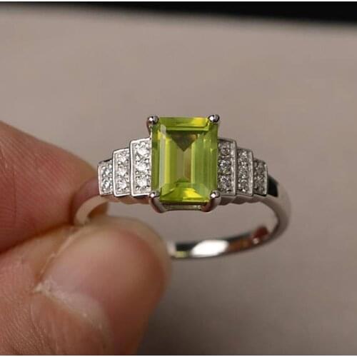 YSDLJG Women Authentic Peridot Ring for Women, Unique Rings for Women, Engagement Ring,Wedding ring Gemstone Jewelry Size 6-10