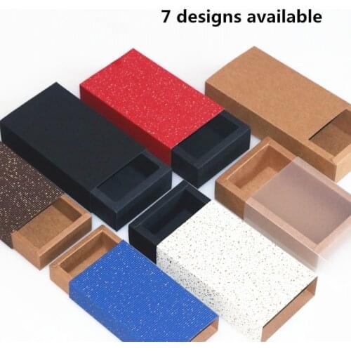 20pcs Wedding Party Candy Gift Box for Handmade Soap Craft Jewel Packaging Colorful Cover Kraft Paper Drawer Boxes