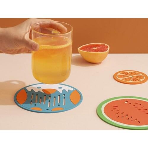 Cup Mat Cute Cartoon Shape Heat Resistant Silicone Water Absorbent Drink Coasters for Tableware Bowl Cup Coaster Home Decor