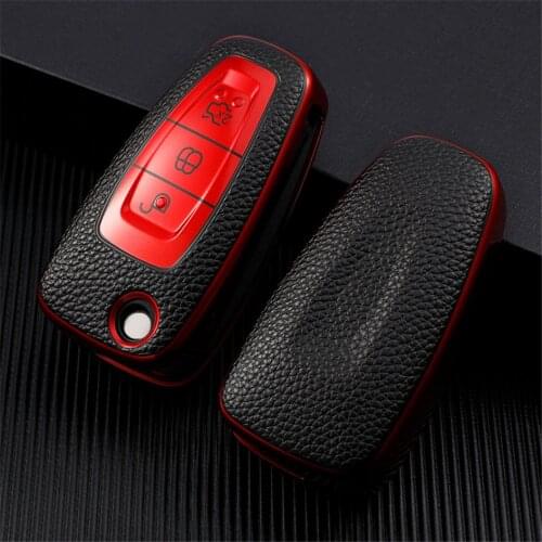 TPU Leather Car Key Case For Ford Fiesta Focus 2 3 MK3 Kuga C-Max Mondeo Galaxy Ecosport Escape S-Max Shell Flip Protector Cover