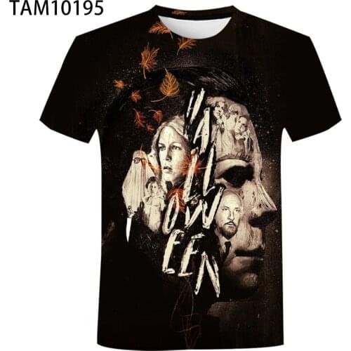 Michael Myers Summer New Short Sleeve t-shirt mens And womens Horror Animation 3D Student childrens Street Fashion Top