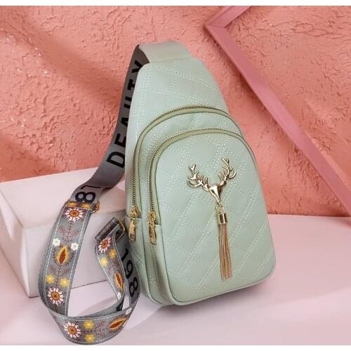 Fashion Tassels Women Crossbody Bags Diamond Chest Bag for Girl soft PU leather female Waist Belt Bag wallet phone purse handbag