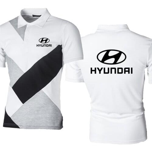 Mens Short Sleeve Hyundai Motor Car Logo Mens polo shirt Summer casual Cotton high quality Harajuku Fashion Splicing Male Tee