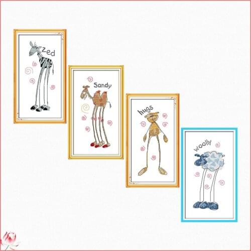 Joy Sunday Animal With Long Legs Cross Stitch Kit 11ct 14ct Counted Printing Patterns Canvas Embroidery Kit DIY Needlework Set