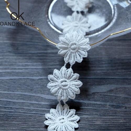 New products 1 yard, white flowers, African lace, hand decoration, lace cloth belt, clothing accessories