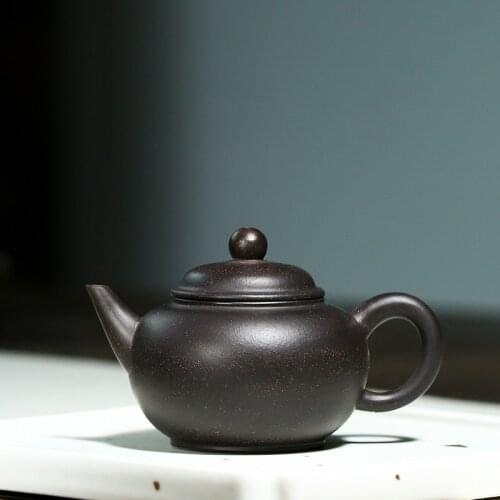 New 100ml Tea Set Black Glod Sands Tea Pot 188 Hole Ball Shaped Infuser Holes Real Yixing Zisha KungFu Tea Pots Clay Teapot Gift