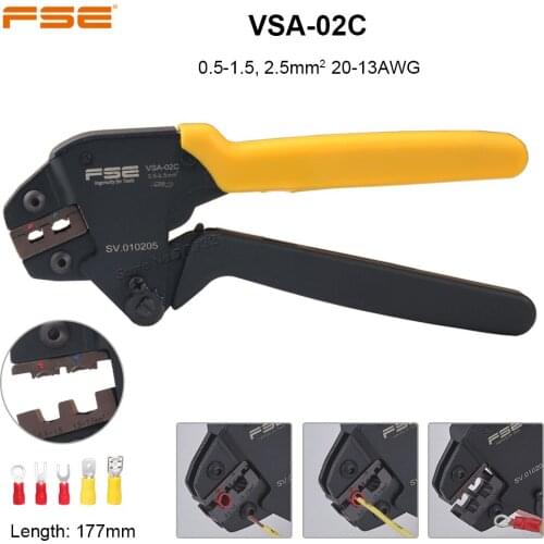 VSA-02C Crimping Pliers 0.5-1.5 1.5-2.5mm2 AWG 20-13 Insulated Terminals Wire Crimper Electrican Ratchet Crimping Hand Tools