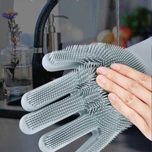 Dishwashing Cleaning Gloves Magic Silicone Rubber Dish Washing Glove For Household Scrubber Kitchen Clean Tool Gloves