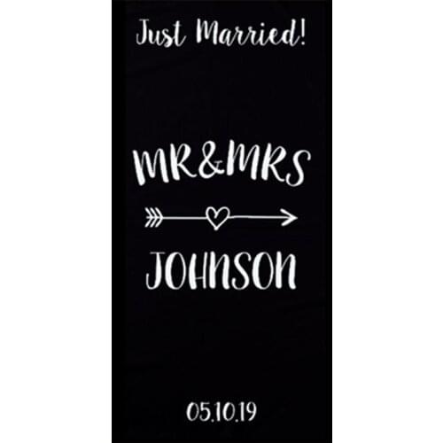 Black White Just married Mr and Mrs Beach Towel for Newly Weds Personalised Wedding Honeymoon Gift Microfiber Travel Bath Towels