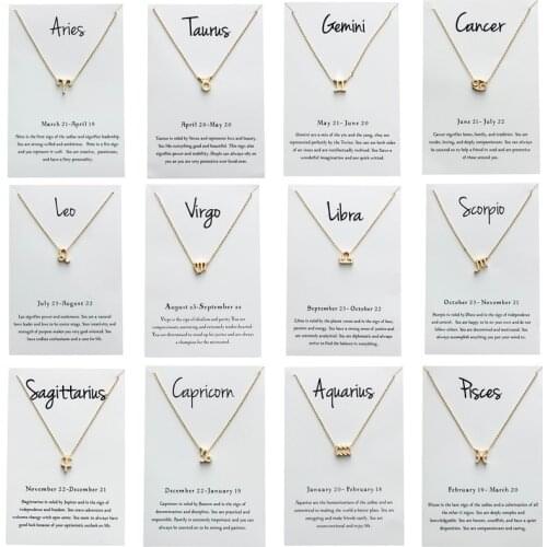 QIAMNI 12 Zodiac Constellations Necklace for Women Star Sign Astrology Leo Libra Pendant Necklace Fashion Jewelry Birthday Gift