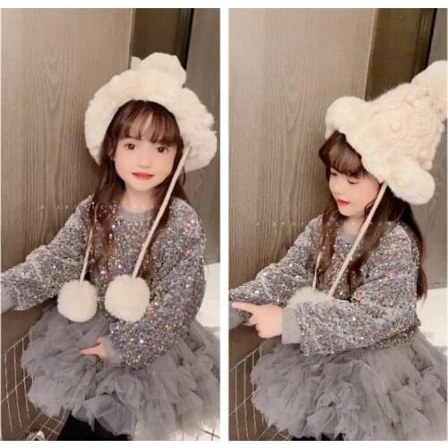 Retail 2021 New Children Baby Leopard Knitting Sweater, Princess Cute Pullovers 2-7T