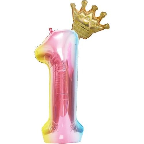 10pack 40" Large Numbers Balloons Crown Tiara Foil Big Number for Birthday Party Supplies Decorations Gold Pink 0-9 Digit